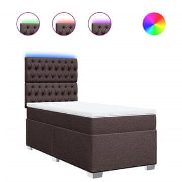 Vidaxl Box spring postelja z vzmetnico temno rjav 90x190 cm blago
