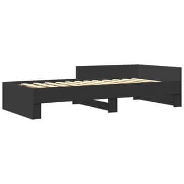 Vidaxl Posteljni okvir črn 75x190 cm inženirski les