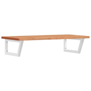 Vidaxl Stenska polica za umivalnik jeklo in trdna bukovina