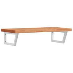 Vidaxl Stenska polica za umivalnik jeklo in trdna bukovina