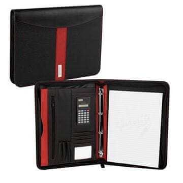 Spokey Guriatti LUGO Poslovna diplomatska torba A4 z zadrgo, s kalkulatorjem, črna in rdeča