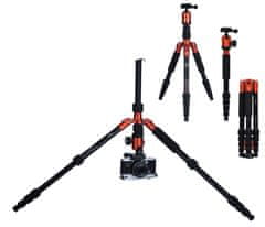 Rollei Compact Traveler Tripod št. 1/ Teža 5 kg/ Razširjeno 142 cm/ Oranžna