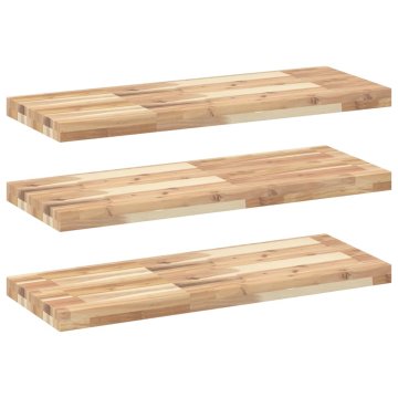 Vidaxl Viseče police 3 kosi 100x30x4 cm neobdelan masiven les akacije