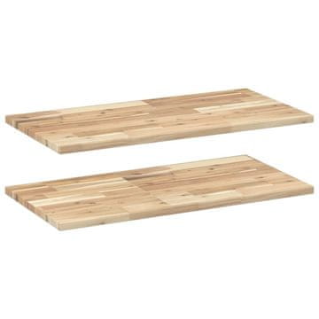 Vidaxl Viseče police 2 kosa 100x40x2 cm neobdelan masiven les akacije