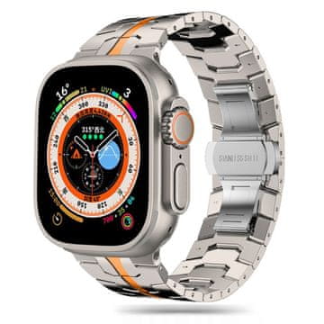 Tech-protect Stainless Line pašček za Apple Watch 44/45/49mm, titanium / orange