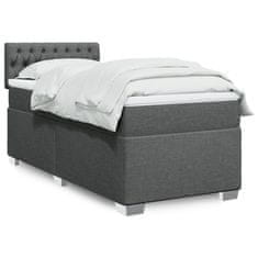 Vidaxl Box spring postelja z vzmetnico temno siva 100x200 cm blago