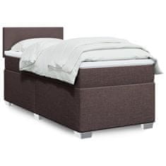 Vidaxl Box spring postelja z vzmetnico temno rjava 100x200 cm blago