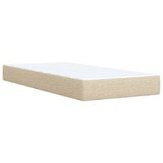 Vidaxl Box spring postelja z vzmetnico krem 90x200 cm blago
