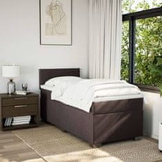 Vidaxl Box spring postelja z vzmetnico temno rjava 100x200 cm blago