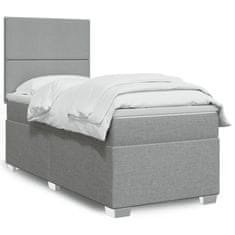 Vidaxl Box spring postelja z vzmetnico svetlo siva 90x190 cm blago
