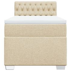 Vidaxl Box spring postelja z vzmetnico krem 100x200 cm blago