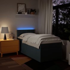 Vidaxl Box spring postelja z vzmetnico modra 90x200 cm blago