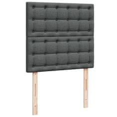 Vidaxl Box spring postelja z vzmetnico temno siva 90x190 cm blago