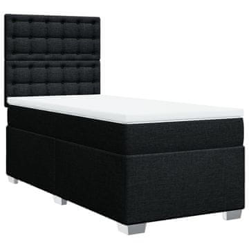 Vidaxl Box spring postelja z vzmetnico črn 90x190 cm blago