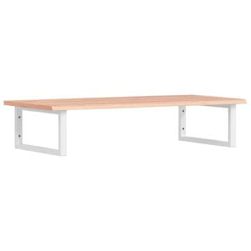 Vidaxl Stenska polica za umivalnik jeklo in trdna hrastovina