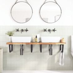 Vidaxl Stenska polica za umivalnik jeklo in trden akacijev les