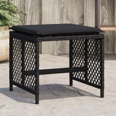 Vidaxl Vrtni stolčki z blazinami 4 kosi črni 41x41x36 cm poli ratan