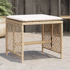 Vidaxl Vrtni stolčki z blazinami 4 kosi bež 41x41x36 cm poli ratan