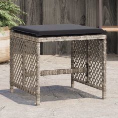 Vidaxl Vrtni stolčki z blazinami 4 kosi sv. sivi 41x41x36 cm PE ratan