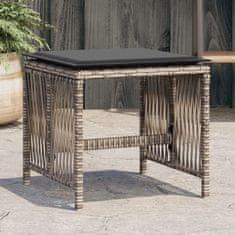 shumee Vrtni stolčki z blazinami 4 kosi sivi 41x41x36 cm poli ratan
