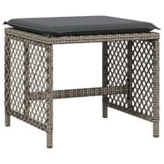 Vidaxl Vrtni stolčki z blazinami 4 kosi sivi 41x41x36 cm poli ratan