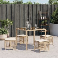 Vidaxl Vrtni stolčki z blazinami 4 kosi bež 41x41x36 cm poli ratan