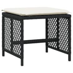 Vidaxl Vrtni stolčki z blazinami 4 kosi črni 41x41x36 cm poli ratan