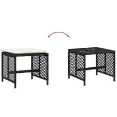 Vidaxl Vrtni stolčki z blazinami 4 kosi črni 41x41x36 cm poli ratan