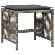 Vidaxl Vrtni stolčki z blazinami 4 kosi sivi 41x41x36 cm poli ratan