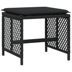 Vidaxl Vrtni stolčki z blazinami 4 kosi črni 41x41x36 cm poli ratan