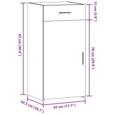 Vidaxl Komoda dimljeni hrast 45x42,5x93 cm inženirski les