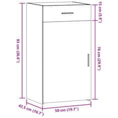 Vidaxl Komoda bela 50x42,5x93 cm inženirski les