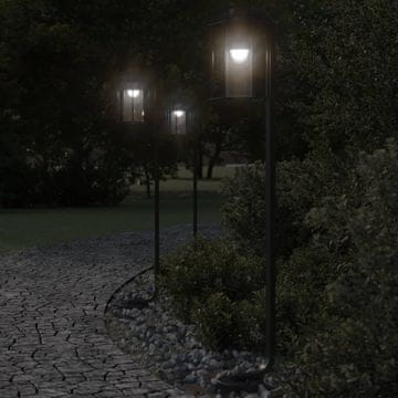 Vidaxl vidaXL Vrtne talne svetilke, 3 kosi, črne, 100 cm, nerjaveče jeklo