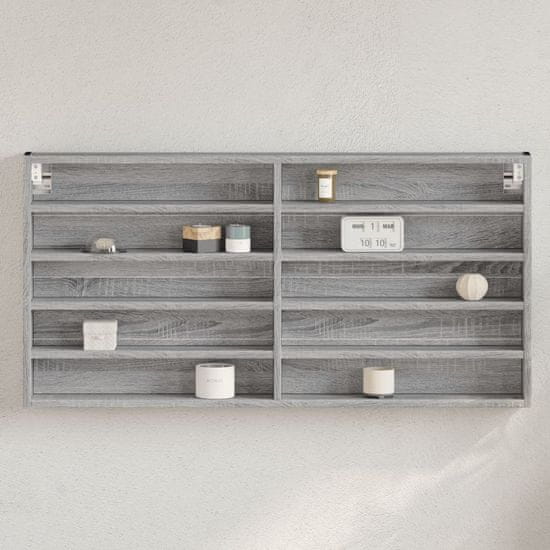 shumee Vitrina siva sonoma 100x8.5x50 cm inženirski les