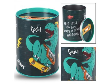 STARPAK Skate Dinozaver Kovinska hranilnica, okrogla hranilnica za otroke