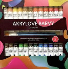 SMT Creatoys Akrilne barve 24x12ml s čopiči 3ks tudi za keramiko, steklo, kamne