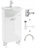 shumee Bela kopalniška omarica z umivalnikom 40x84 cm, prostostoječa, s kompaktno kromirano pipo Mea