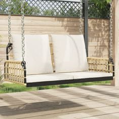 Vidaxl Gugalna klop z blazinami 105x58x38 cm poli ratan in jeklo