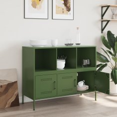 Vidaxl Komoda olivno zelena 100,5x39x79 cm jeklo