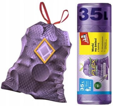 Vrečke za smeti Jan Niezbędny 35L 12 kosov z vrvico sivkaste barve