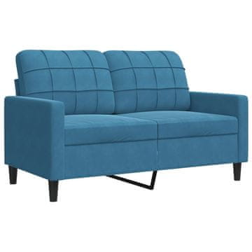 Vidaxl Kavč dvosed moder 120 cm žamet