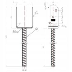 shumee Podstavek stebra, pocinkano sidro, 91x624x124 mm
