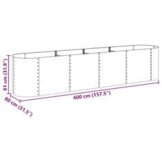 Vidaxl Visoka greda 400x80x81 cm pocinkano jeklo siva