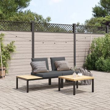 Vidaxl vidaXL 3-delni komplet vrtnega pohištva z blazinami, črn aluminij