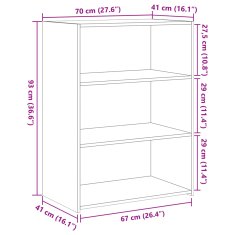 Vidaxl Komoda dimljeni hrast 70x41x93 cm inženirski les