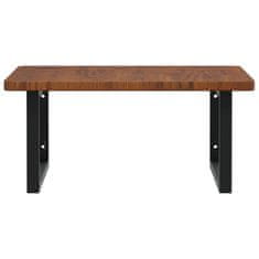 Vidaxl Stenska polica za umivalnik jeklo in trdna hrastovina