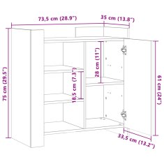 Vidaxl Komoda dimljeni hrast 73,5x35x75 cm inženirski les