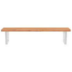 Vidaxl Stenska polica za umivalnik jeklo in trdna bukovina