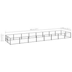 Vidaxl Pasji boks črn 16 m² jeklo