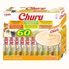 Inaba Cat Churu Purée, okusi s piščancem – 60 x 14 g